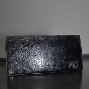Daks England Quiet Luxury Rare Black Leather Bi fold Wallet Slim Women/Mens